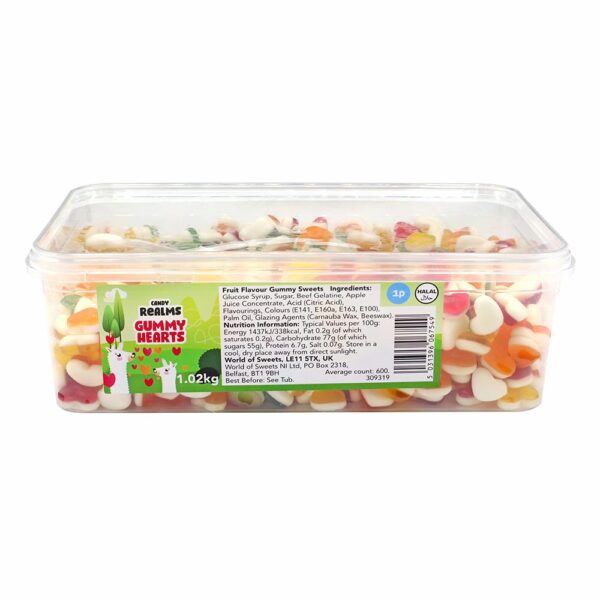 Candy Realms Gummy Hearts Tub of Sweets